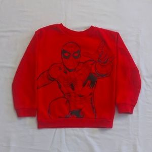 H&M cotton boys red crewneck with black Spiderman size 6x-7 years light use